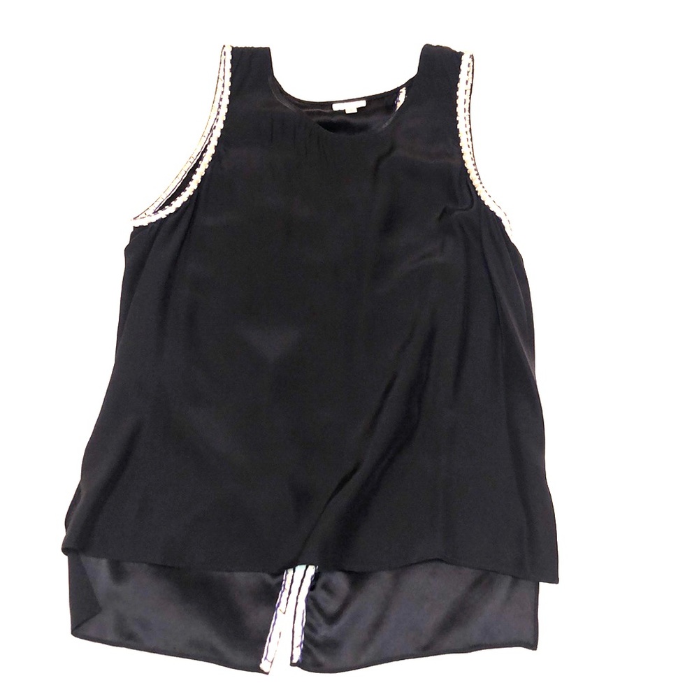 Parker Navy Silk Top with Split Back
